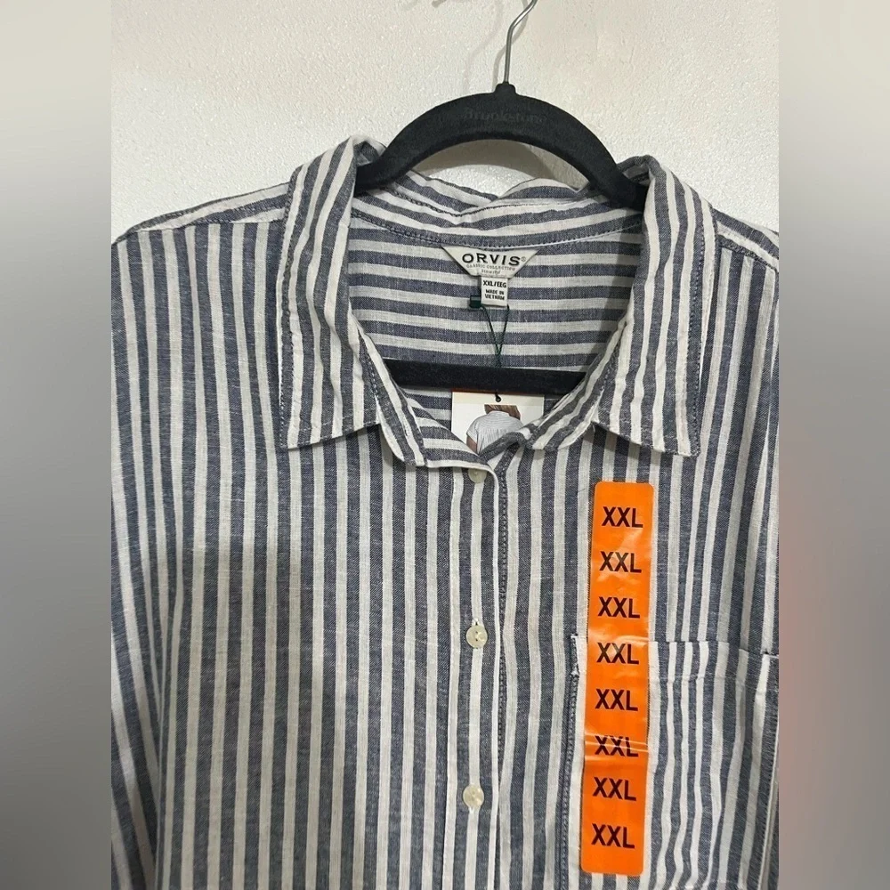 ORVIS XXL striped NWOT linen blend tunic top plus size woman